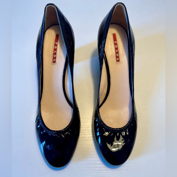 Prada Women's Shiny Black Heels - Picture 1 of 5